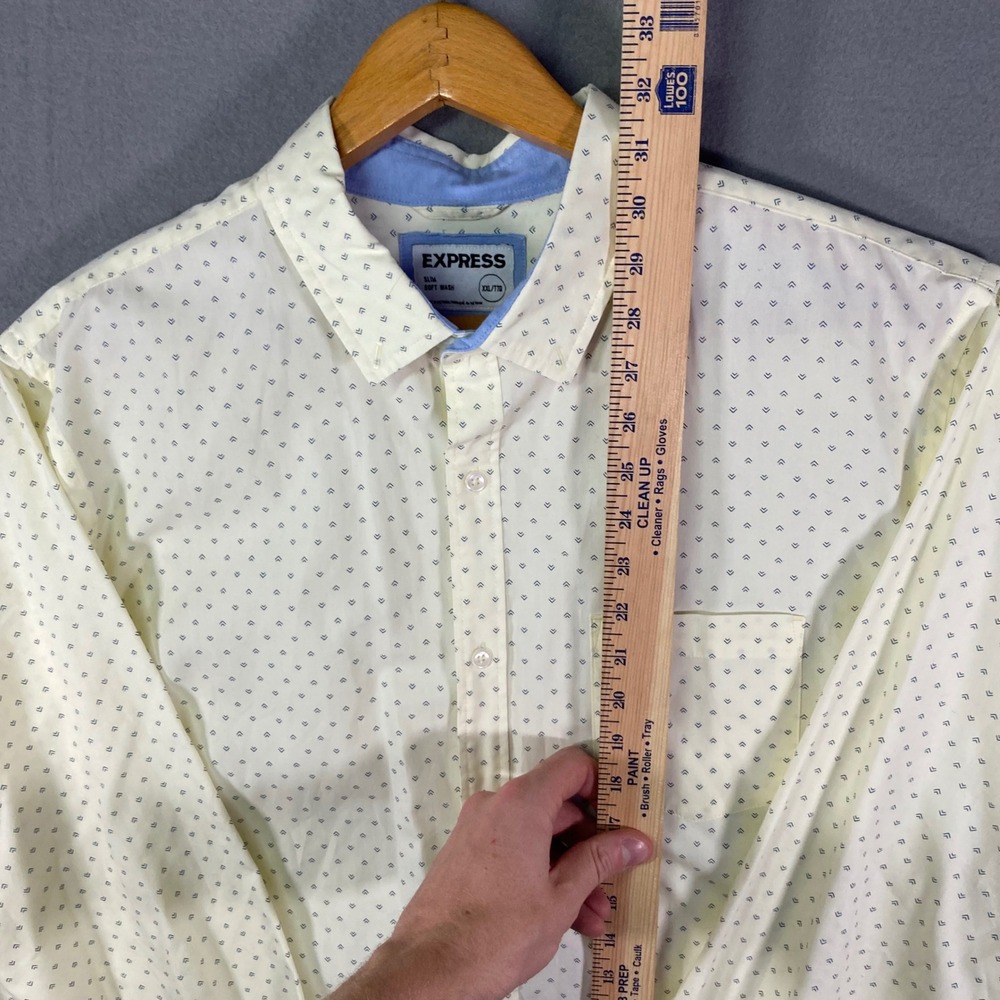 Express Mens Button Up Shirt XXL Slim Fit Pattern Long Sleeve Dress - Picture 5 of 13